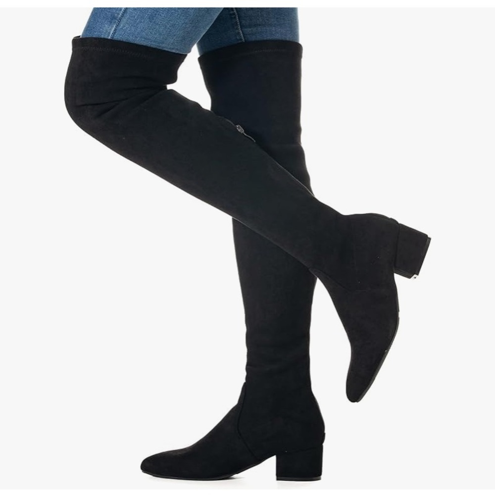 Black Faux Suede Over the Knee Boots size 10